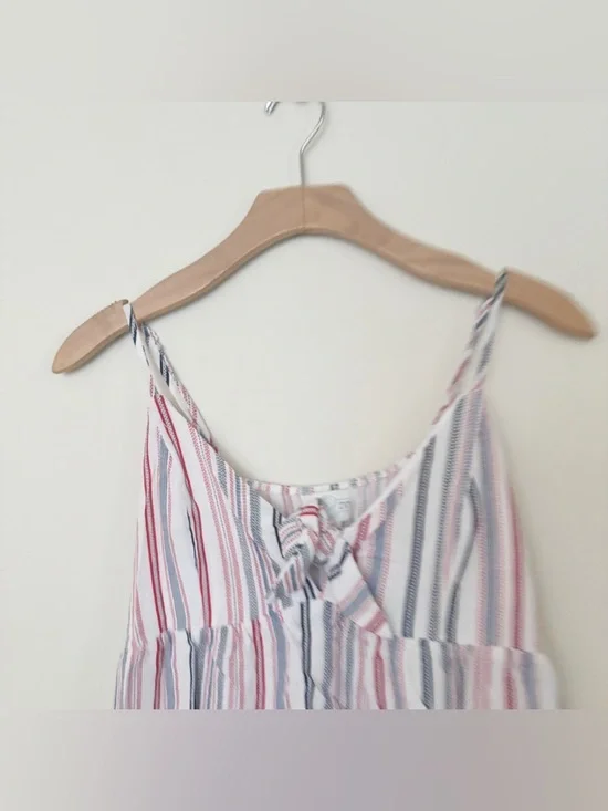 Jun & Ivy Striped Ruffle Tie-Front Cami Tank Top Womens Sz Medium White Red Blue - Picture 4 of 10